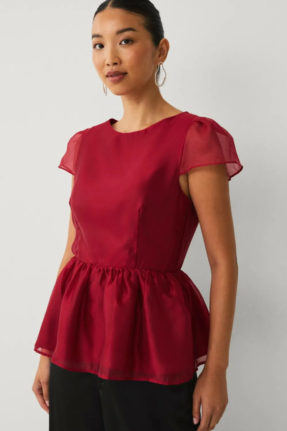 Ellos Skjorter & Bluser>Collection Bluse med peplum rød