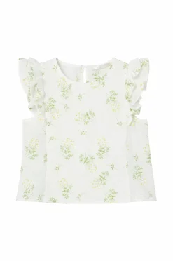Ellos Collection Bluse med flæseærmer Creme med blomster New