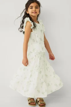 Ellos Collection Bluse med flæseærmer Creme med blomster New