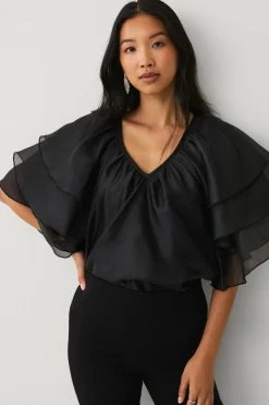 Ellos Skjorter & Bluser>Collection Bluse med sommerfugleærmer sort