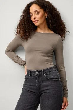 Ellos Collection Body med Bådhals Mørk beige Clearance