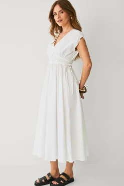 Ellos Collection Bomuldskjole Hvid Outlet