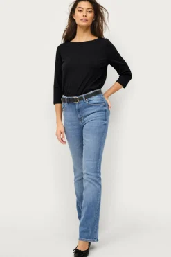 Ellos Basistøj>Collection Bomuldstop med bådudskæring og 3/4-ærmer Sort