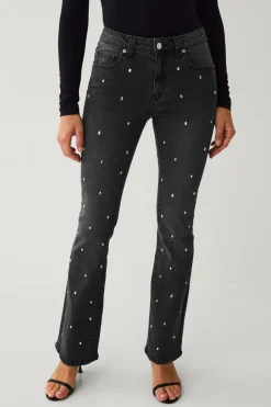 Ellos Jeans>Collection Bootcut jeans med rhinstene Grå