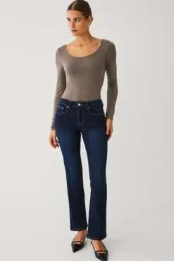 Ellos Collection Bootcut jeans med baglommer mørk blå Outlet