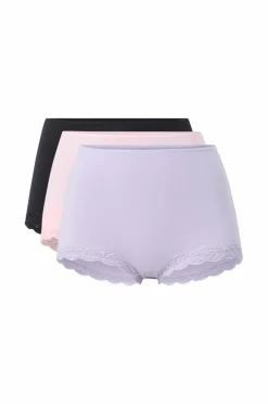 Ellos Trusser>Collection Boxershorts med høj talje 3-pak Sort rosa lilla solid