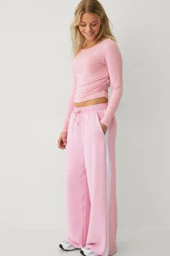 Ellos Bukser & Leggings>Collection Brede bukser med sidestriber lyserød