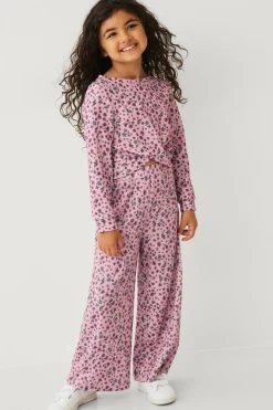 Ellos Collection Brede bukser Rosa blommig Clearance