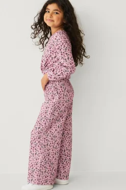 Ellos Collection Brede bukser Rosa blommig Clearance