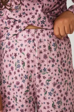 Ellos Collection Brede bukser Rosa blommig Clearance