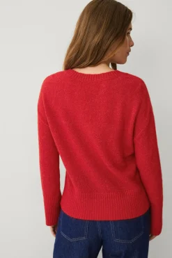 Ellos Collection Bred, v-halset trøje Rød Online