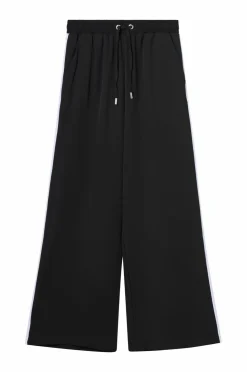 Ellos Collection Brede bukser med sidestriber Sort Online