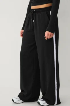 Ellos Collection Brede bukser med sidestriber Sort Online