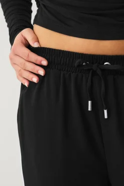 Ellos Collection Brede bukser med sidestriber Sort Online