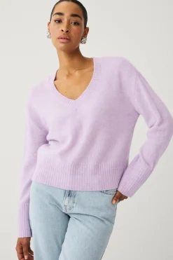 Ellos Trøjer & Cardigans>Collection Bred, v-halset trøje Lilla