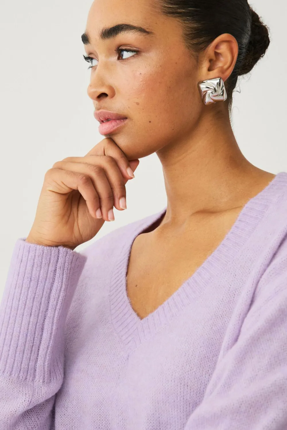 Ellos Trøjer & Cardigans>Collection Bred, v-halset trøje Lilla