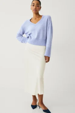 Ellos Trøjer & Cardigans>Collection Bred, v-halset trøje Blå