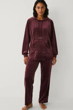 Ellos Loungewear & Homewear>Collection Bukser i velour vinrød