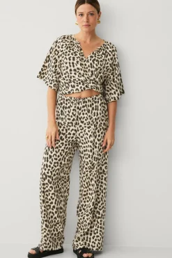 Ellos Collection Bukser i viskose Leopard printet Online