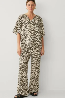 Ellos Collection Bukser i viskose Leopard printet Online