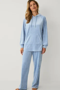 Ellos Loungewear & Homewear|Bukser>Collection Bukser i velour lyseblå