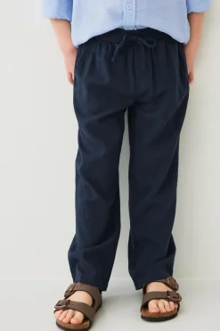 Ellos Collection Bukser i hørblanding Marineblå Hot