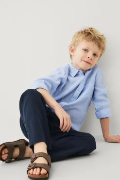 Ellos Collection Bukser i hørblanding Marineblå Hot