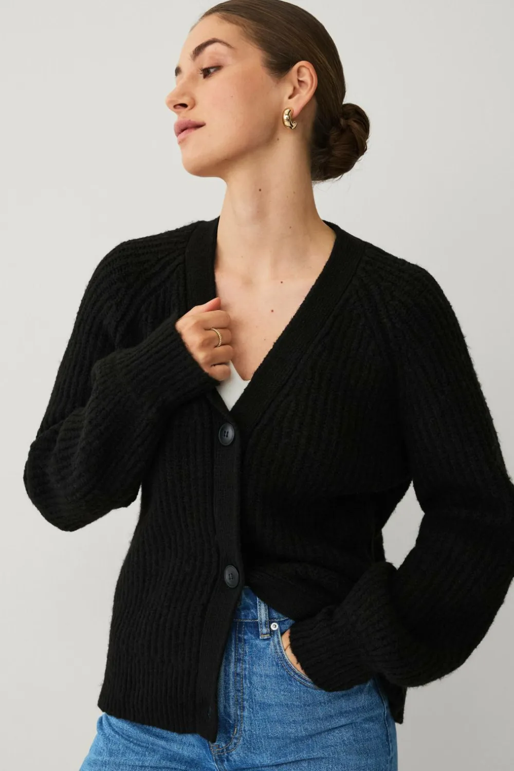 Ellos Trøjer & Cardigans>Collection Cardigan med knapper sort