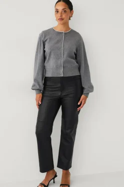 Ellos Trøjer & Cardigans>Collection Cardigan med perler Grå