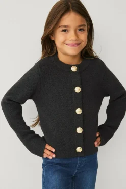 Ellos Trøjer & Cardigans>Collection Cardigan med guldfarvede knapper Sort