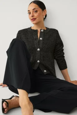 Ellos Collection Cardigan med guldfarvede knapper Sort/sølv Clearance