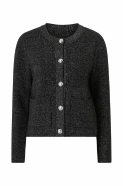 Ellos Collection Cardigan med guldfarvede knapper Sort/sølv Clearance