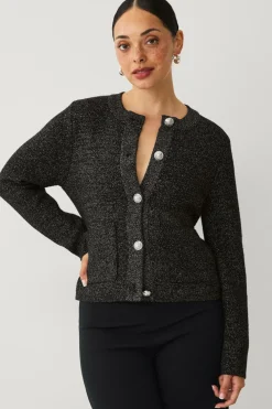 Ellos Collection Cardigan med guldfarvede knapper Sort/sølv Clearance