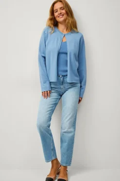 Ellos Collection Cardigan med perleknap på toppen Blå Outlet