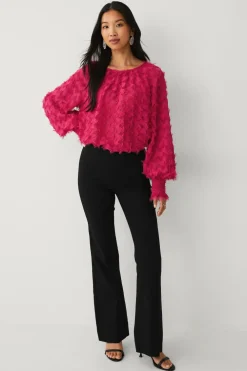 Ellos Collection Chiffonbluse med struktur Lyserød Hot