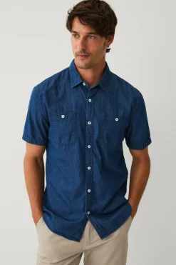 Ellos Skjorter>Collection Cowboyskjorte Walter Mørkeblå denim