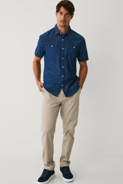 Ellos Skjorter>Collection Cowboyskjorte Walter Mørkeblå denim