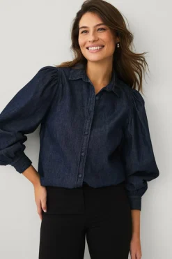 Ellos Skjorter & Bluser>Collection Cowboyskjorte Mørkeblå