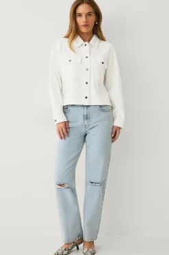 Ellos Collection Croppet jakke Naturlig hvid Hot