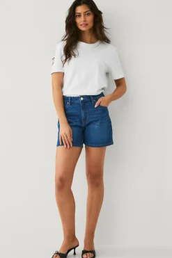 Ellos Collection Denimshorts Petra Mom Mørkeblå Online
