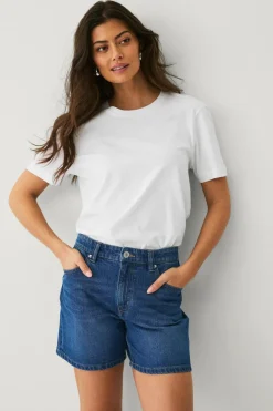 Ellos Collection Denimshorts Petra Mom Mørkeblå Online