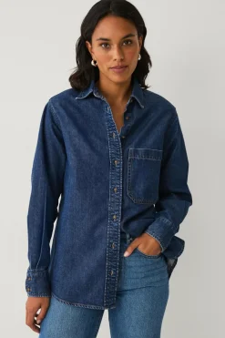 Ellos Collection Denimskjorte Mørkeblå Outlet