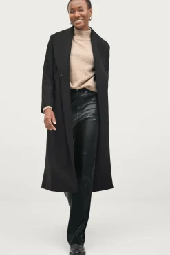 Ellos Collection Dobbeltradet frakke med sjalskrave Sort Online