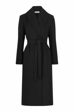 Ellos Collection Dobbeltradet frakke med sjalskrave Sort Online