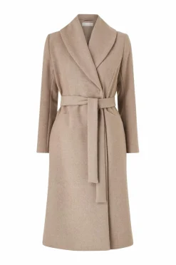 Ellos Collection Dobbeltradet frakke med sjalskrave Beige New