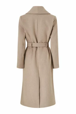 Ellos Collection Dobbeltradet frakke med sjalskrave Beige New