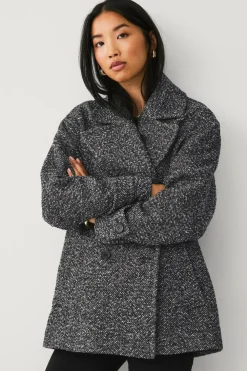 Ellos Jakker & Frakker>Collection Dobbeltradet frakke Sort melerad