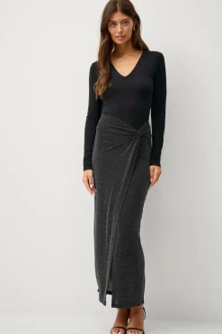 Ellos Nederdele>Collection Draperet lurex-nederdel Sort/sølv