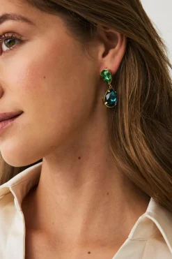 Ellos Smykker>Collection Dråbeformete ørestikker Green/gold