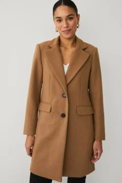 Ellos Collection Enkeltradet uldfrakke Brun Clearance